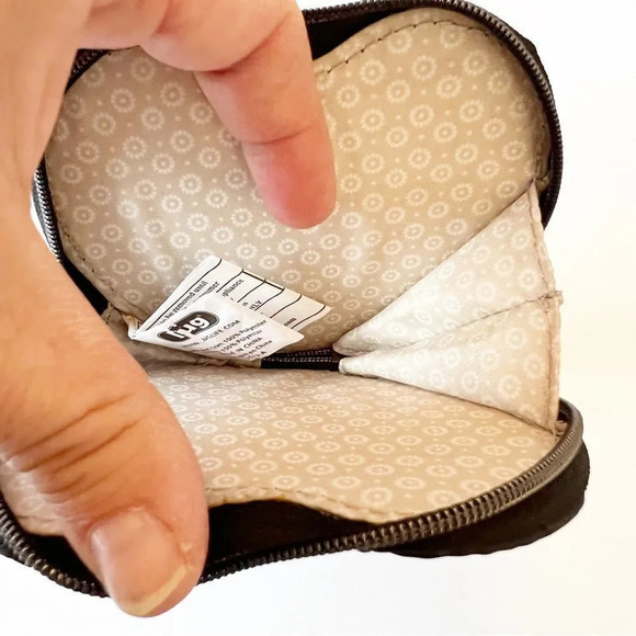 Lug Heart Shaped Clip On‎ Coin Purse Gray Botanical Print Zip Around - Picture 3 of 4